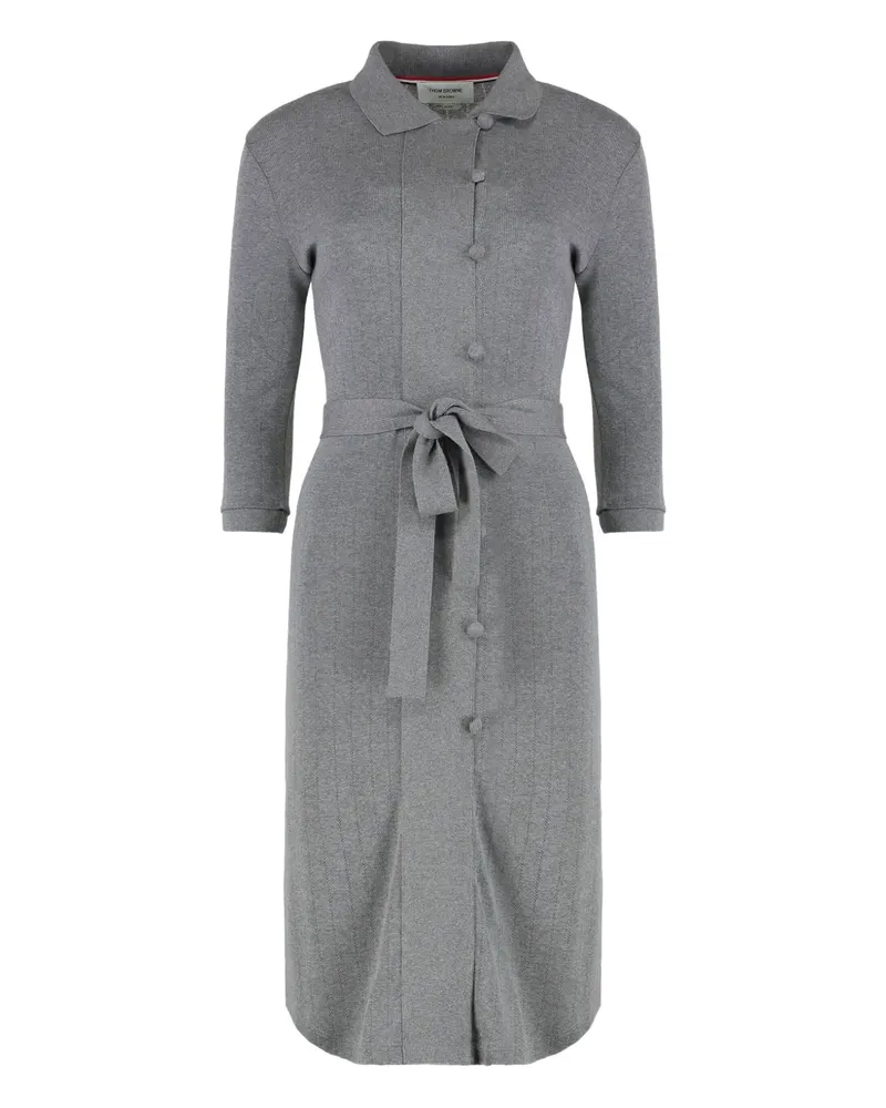 Thom Browne Gestricktes Kleid mit Hemdkragen - Grau Grau