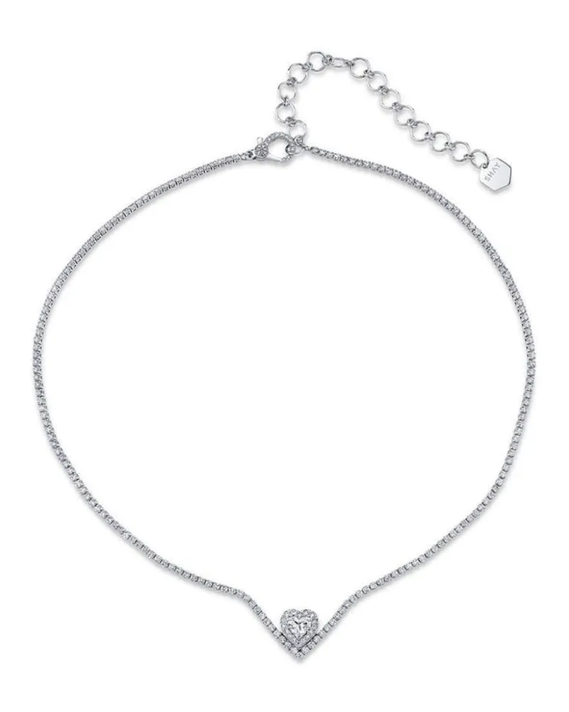 SHAY 18kt Floating Heart Weißgoldhalskette mit Diamant Weiß