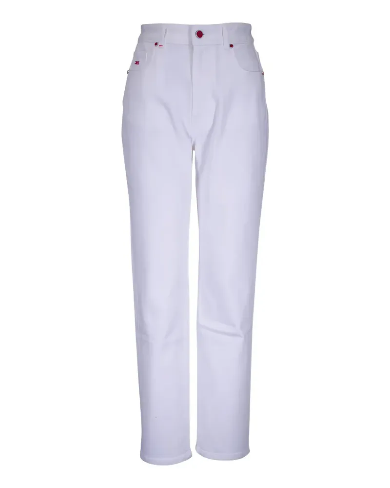Kiton Schmale Jeans mit Logo-Stickerei - Weiß Weiß