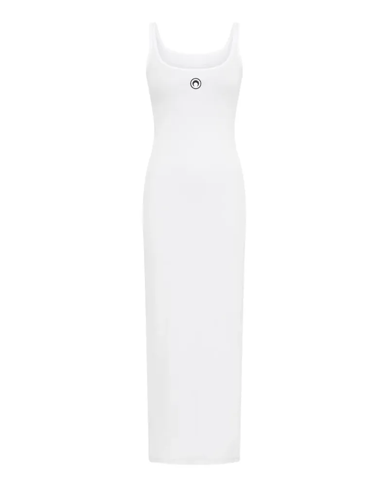 Marine Serre Geripptes Jerseykleid mit Moon-Logo - Weiß Weiß
