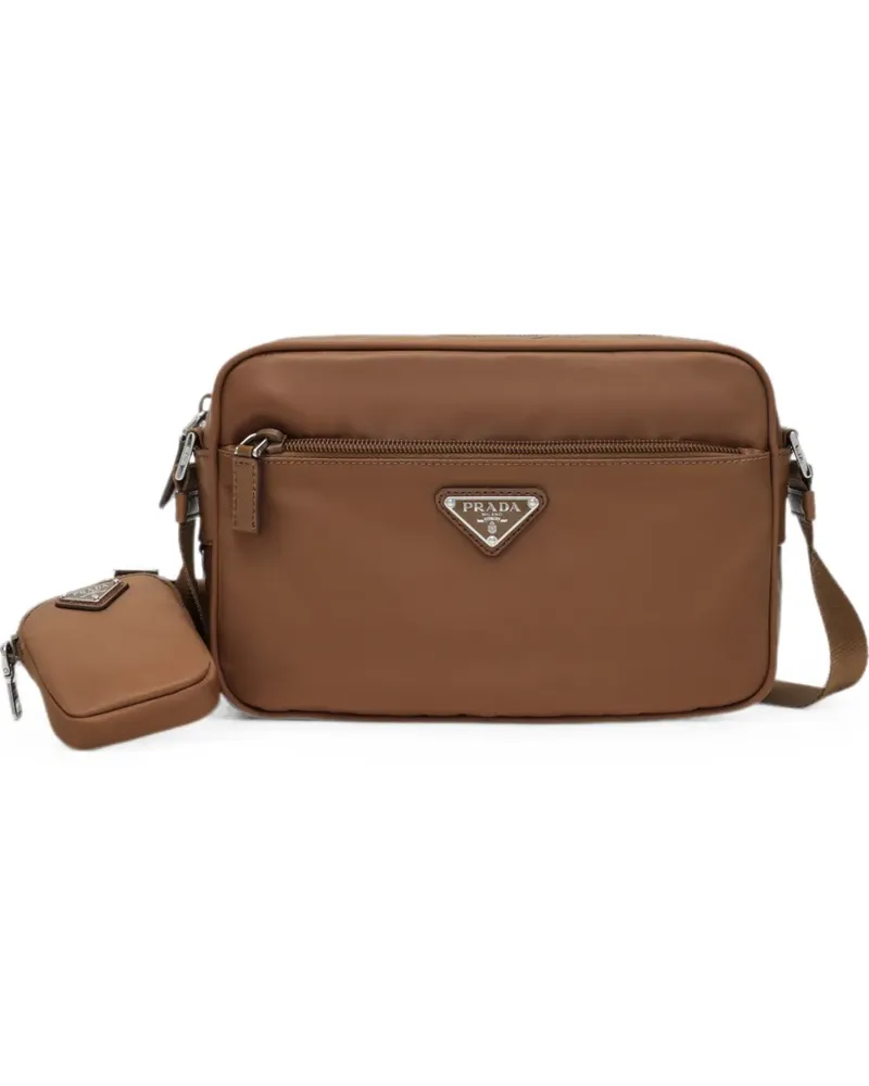Prada Schultertasche mit Logo-Schild - Braun Braun
