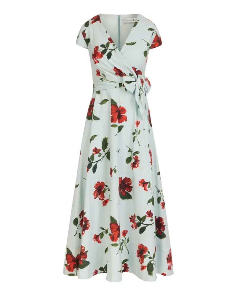 Oscar de la Renta Hibiscus Wickelkleid - Blau Blau