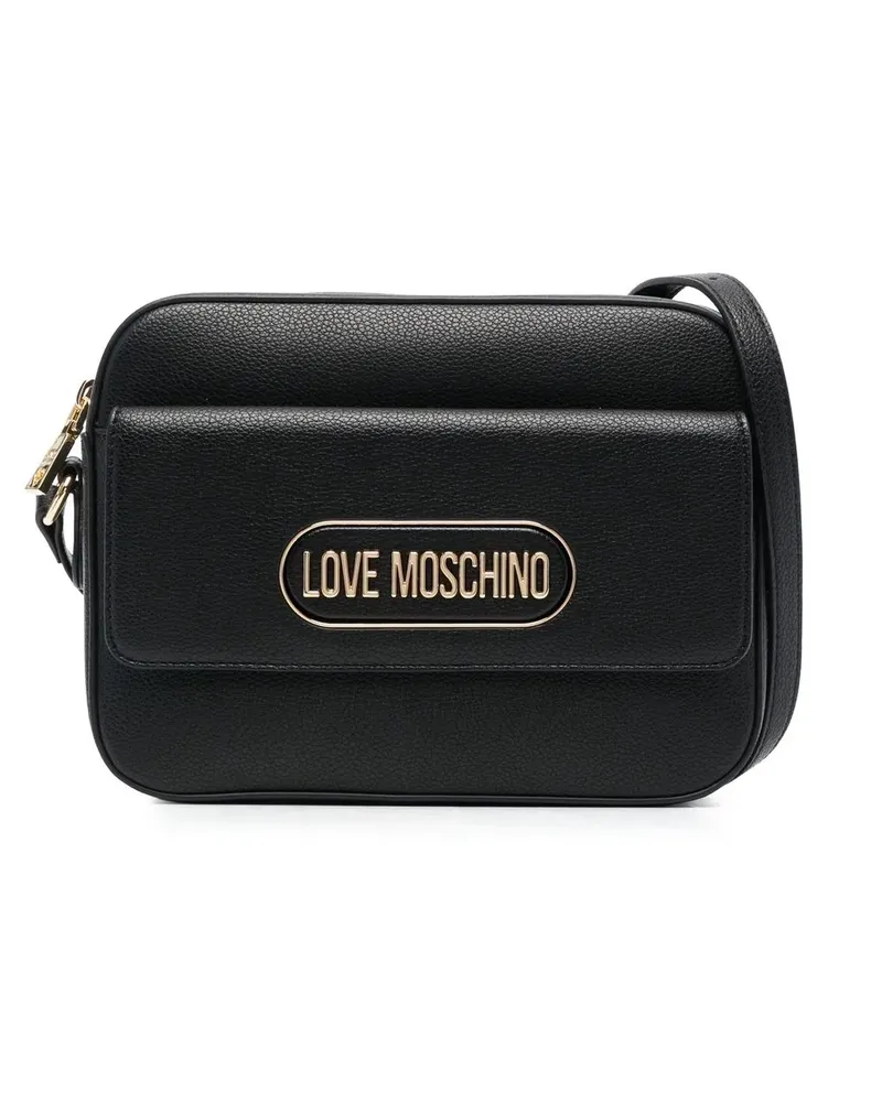 Moschino Umhängetasche mit Logo-Schild - Schwarz Schwarz