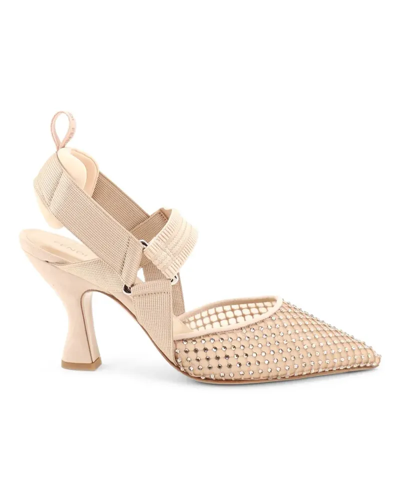Fendi Colibrì nude mesh and suede high-heeled slingbacks pumps - Rosa Rosa