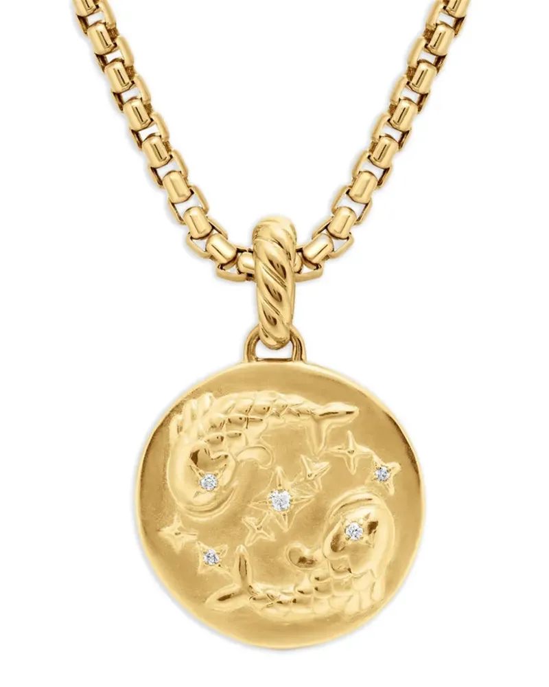 David Yurman 18kt Pisces Gelbgoldhalskette mit Diamant Gold
