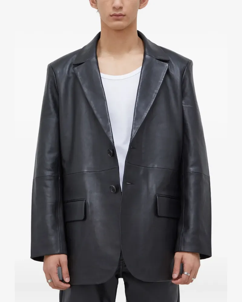 Won Hundred button pockets leather jacket - Schwarz Schwarz