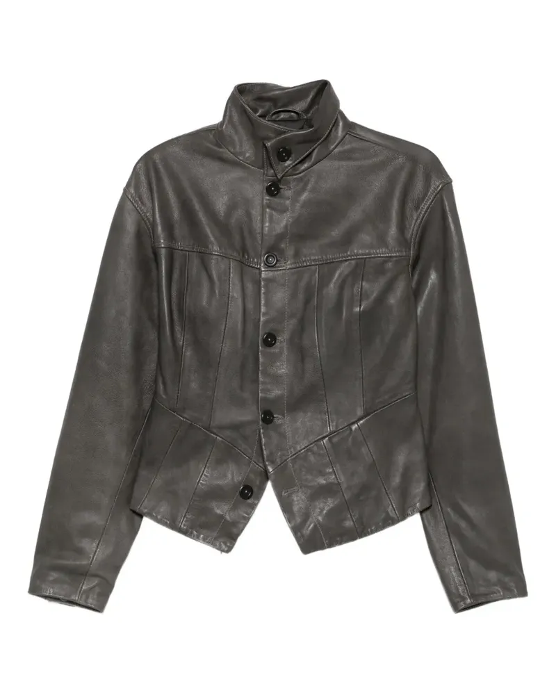 G-STAR RAW Lederjacke mit Knopfverschluss - Grau Grau