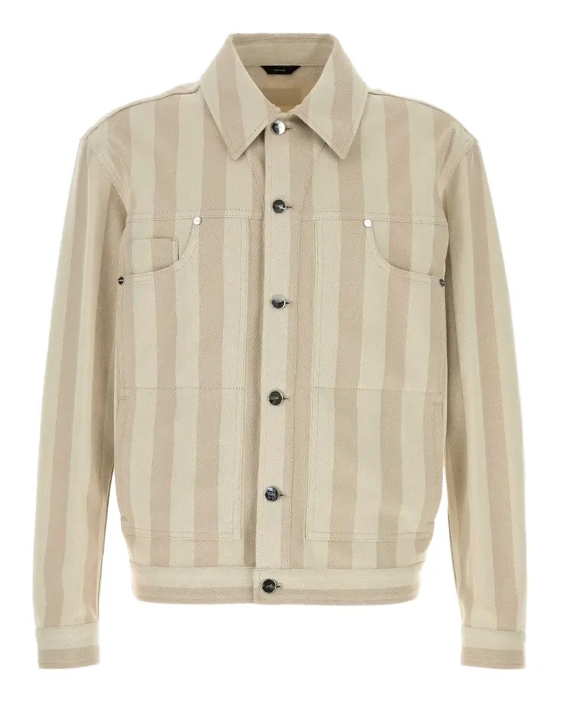 Fendi striped embroidered jacket - Nude Nude