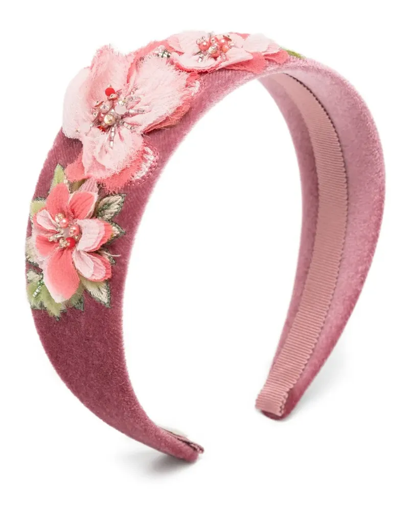Jennifer Behr Haarschmuck aus Samt mit Blumen - Rosa Rosa