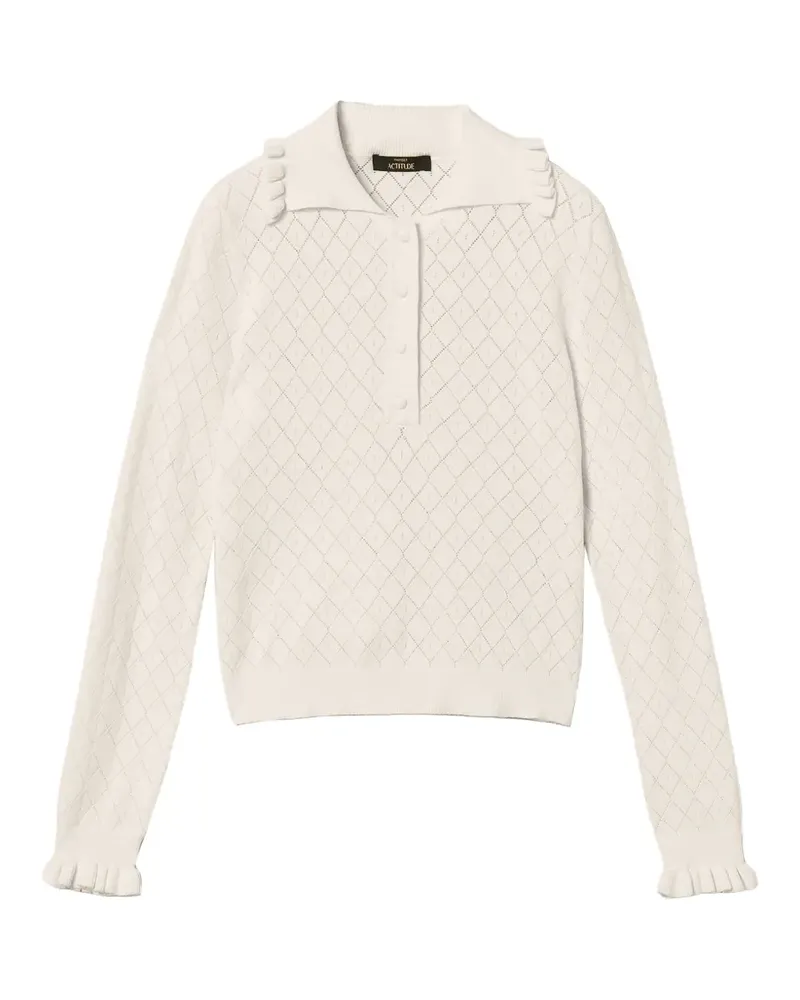 Twin-Set Pullover mit Poloshirtkragen und Rüschen - Nude Nude