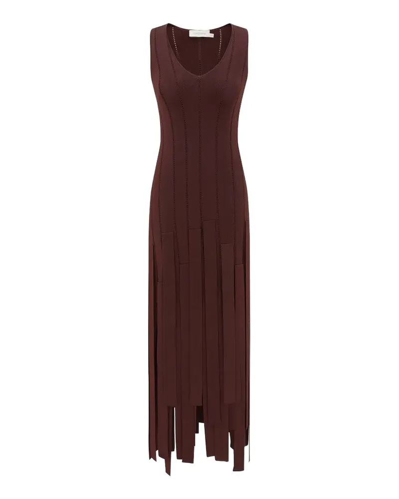 Zimmermann Luna Midikleid mit Fransen - Braun Braun