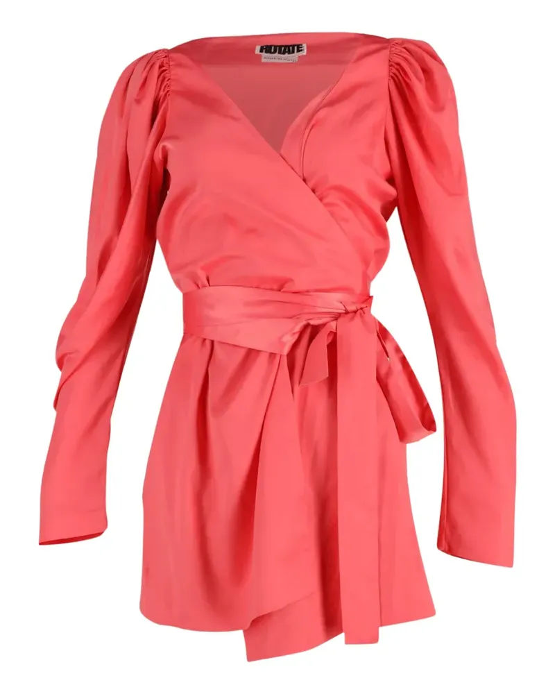 ROTATE Birger Christensen puff-sleeve wrap mini dress - Rosa Rosa