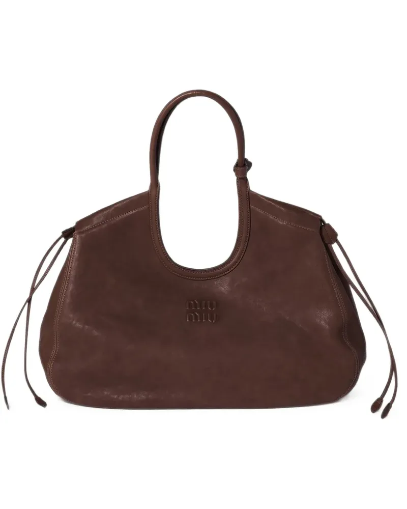 Miu Miu Nappa Pilot Tote Bag mit Logo-Prägung - Braun Braun
