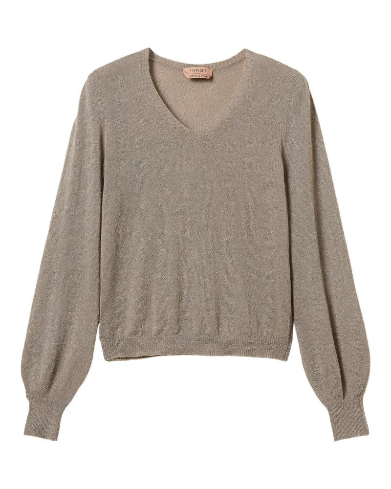 Twin-Set long-sleeved jumper with sequins - Nude Nude