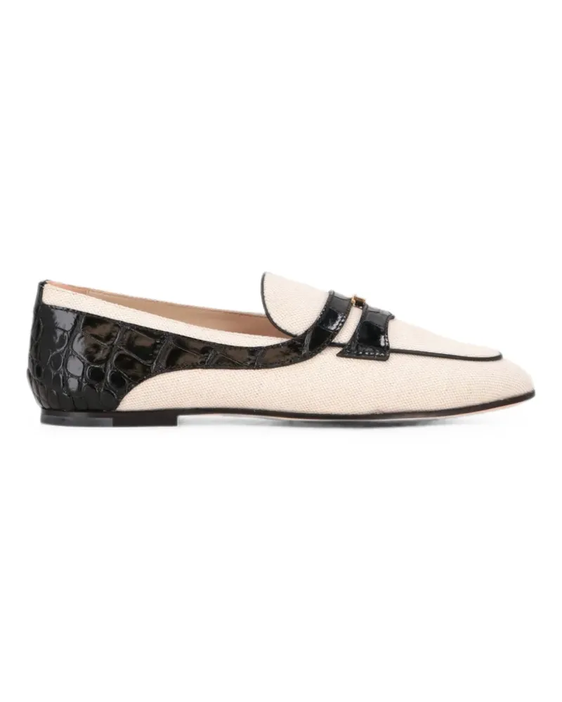 TOD'S croc-effect T-logo loafers - Nude Nude