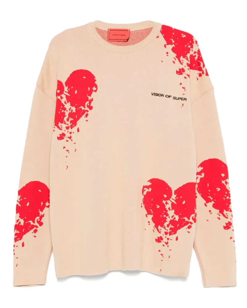 Vision Of Super Pullover aus Herz-Jacquard - Nude Nude