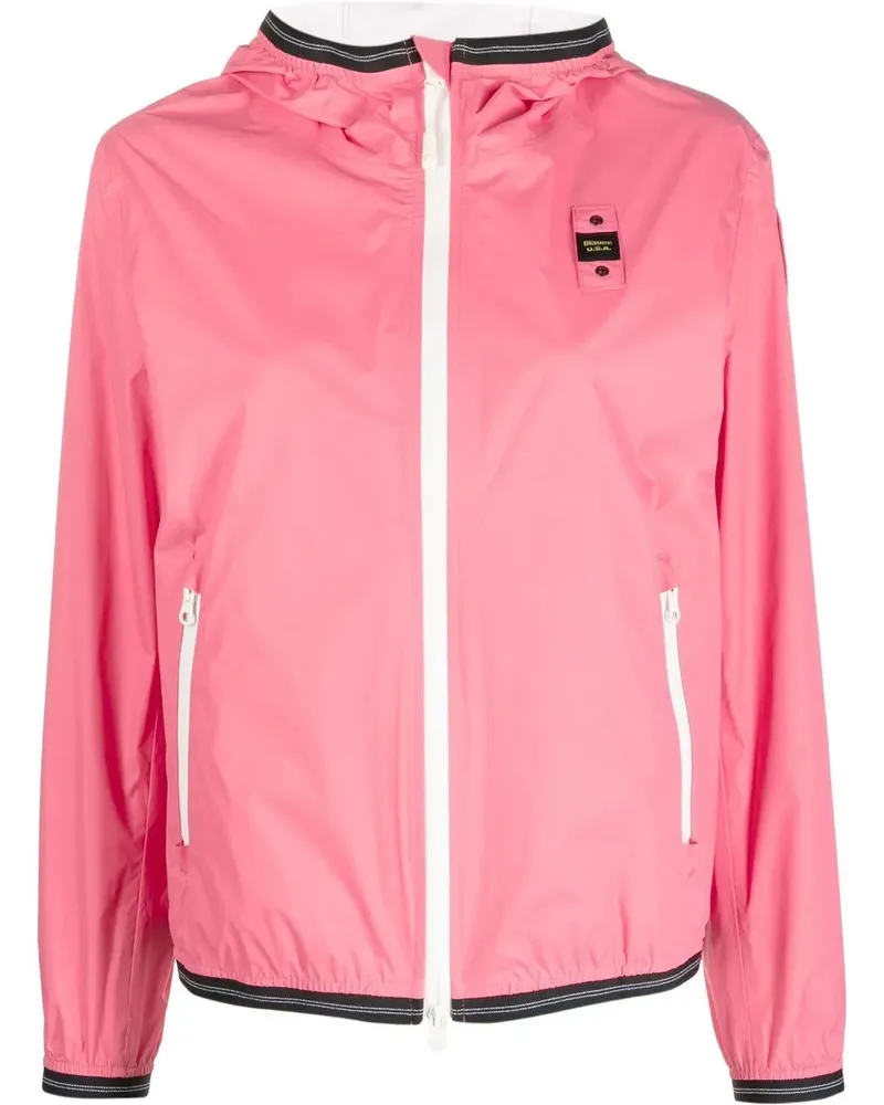 Blauer Bomberjacke mit Logo-Patch - Rosa Rosa