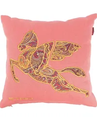 Etro Leinenkissen mit Pegaso-Stickerei Rosa