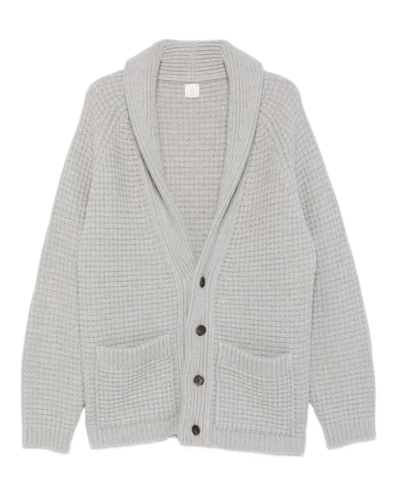 Eleventy Waffelstrick-Cardigan mit Schalkragen - Grün Grün