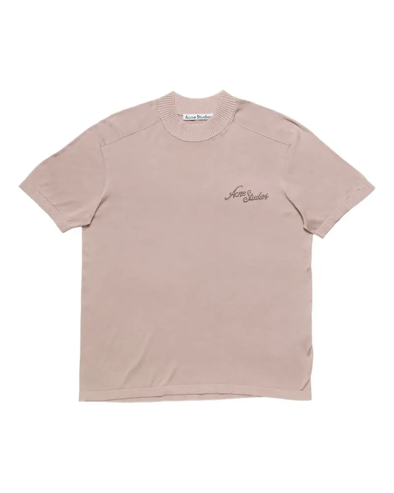Acne Studios Strick-T-Shirt mit Stickerei - Rosa Rosa