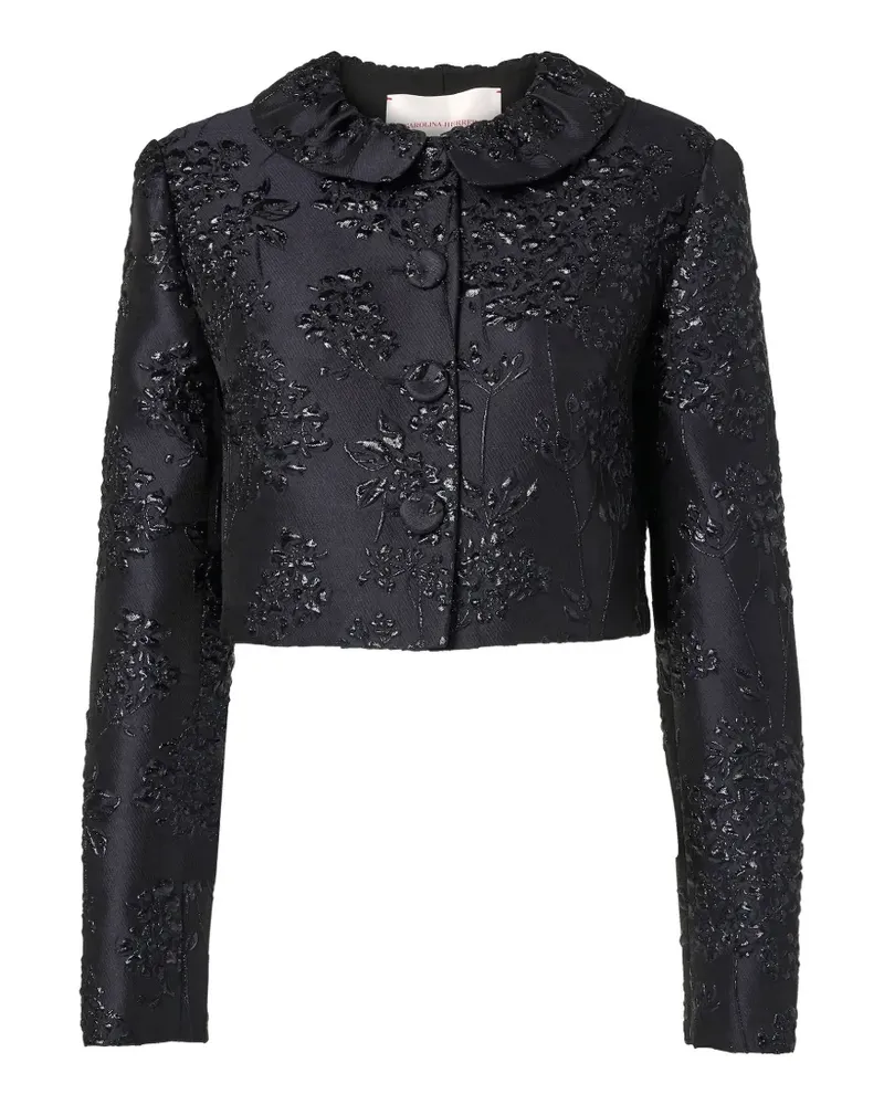 Carolina Herrera New York floral-jacquard cropped jacket - Blau Blau
