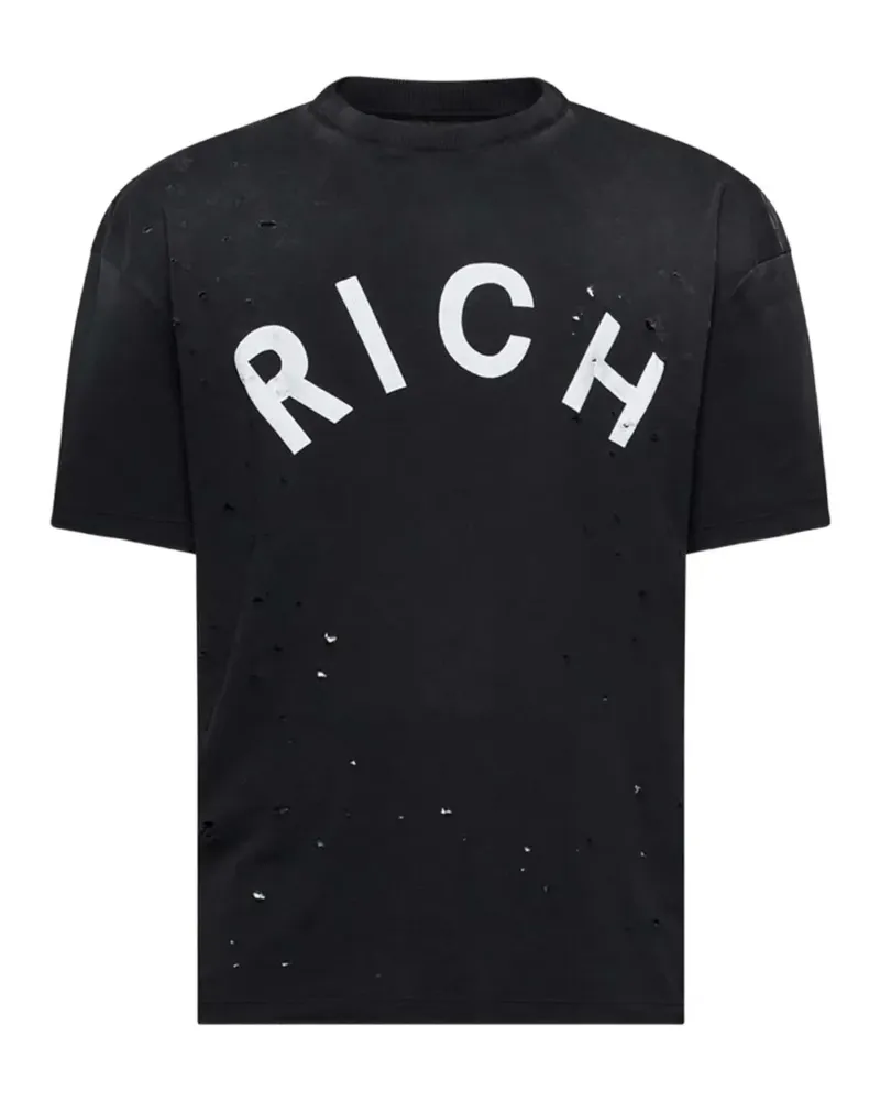 John Richmond T-Shirt im Destroyed-Look - Schwarz Schwarz