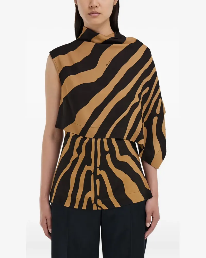 Ferragamo animal-print asymmetric top - Braun Braun