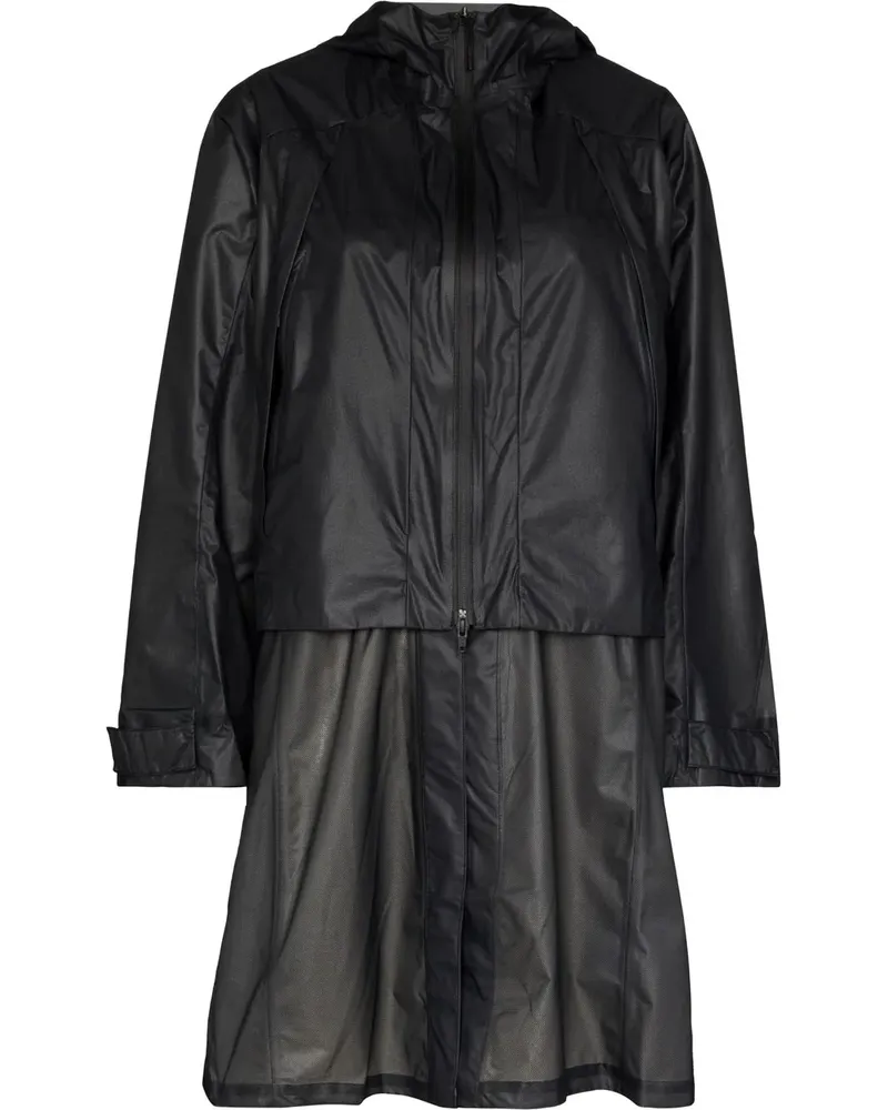 Y-3 Regenmantel mit Kapuze - Schwarz Schwarz