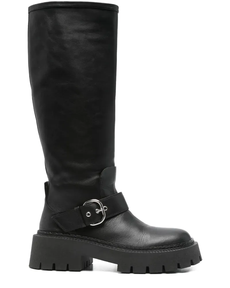 Vic Matié Kniehohe Stiefel mit Schnalle - Schwarz Schwarz
