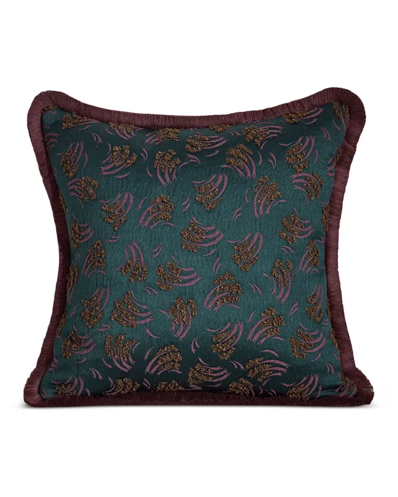 Soho Home Eckiges Jago Kissen mit Fransen - Grün Grün