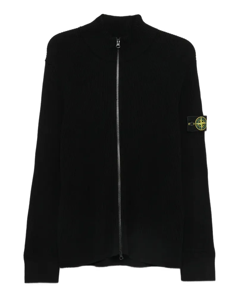 Stone Island logo-patch ribbed-knit sweater - Schwarz Schwarz