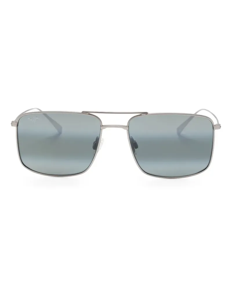Maui Jim Eckige Sonnenbrille mit Doppelsteg - Silber Silber