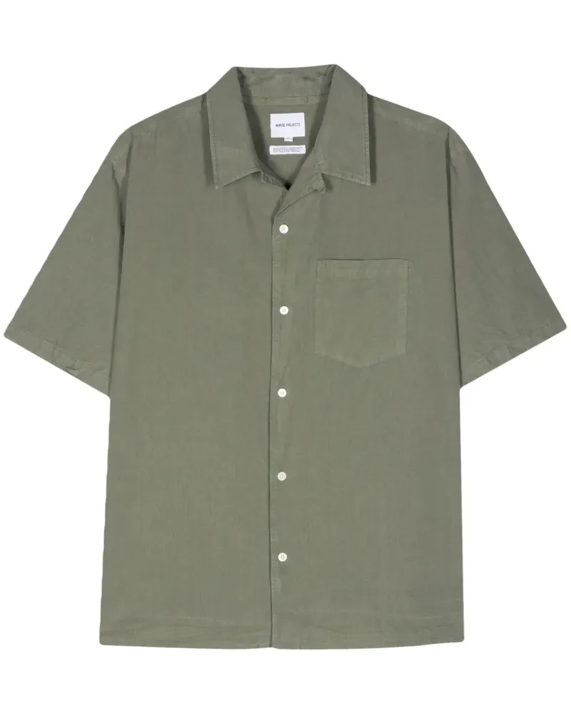 Norse Projects notch-collar short-sleeve shirt - Grün Grün