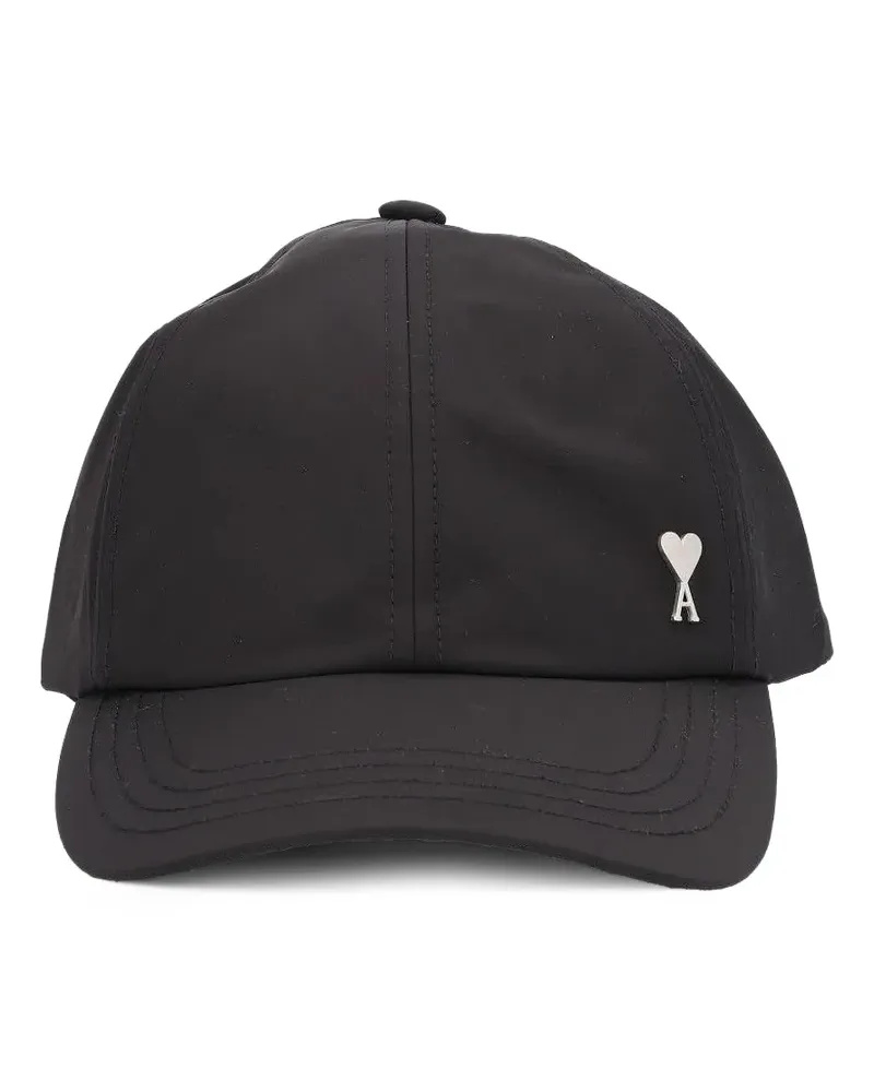 AMI Paris Schwarze Ami de Coeur Baseballkappe aus Baumwolle mit Nieten Schwarz