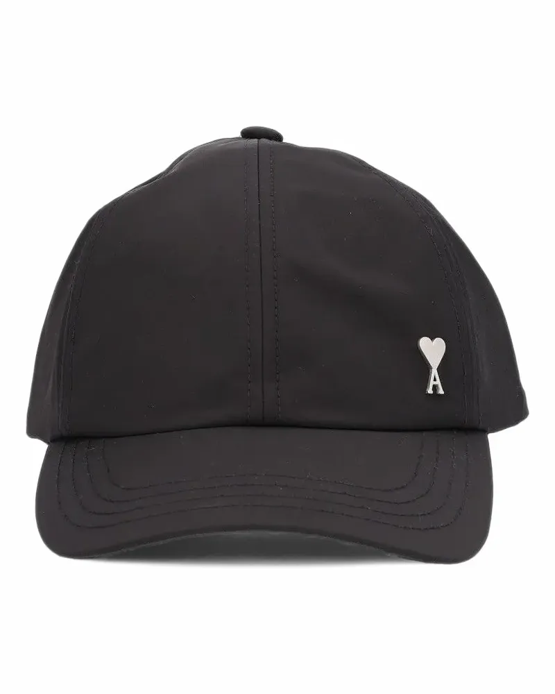 AMI Paris black cotton Ami de Coeur stud cap - Schwarz Schwarz