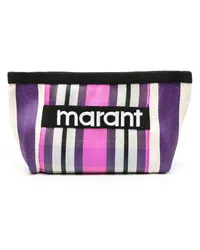 Isabel Marant Powden Clutch mit Logo-Stickerei Violett