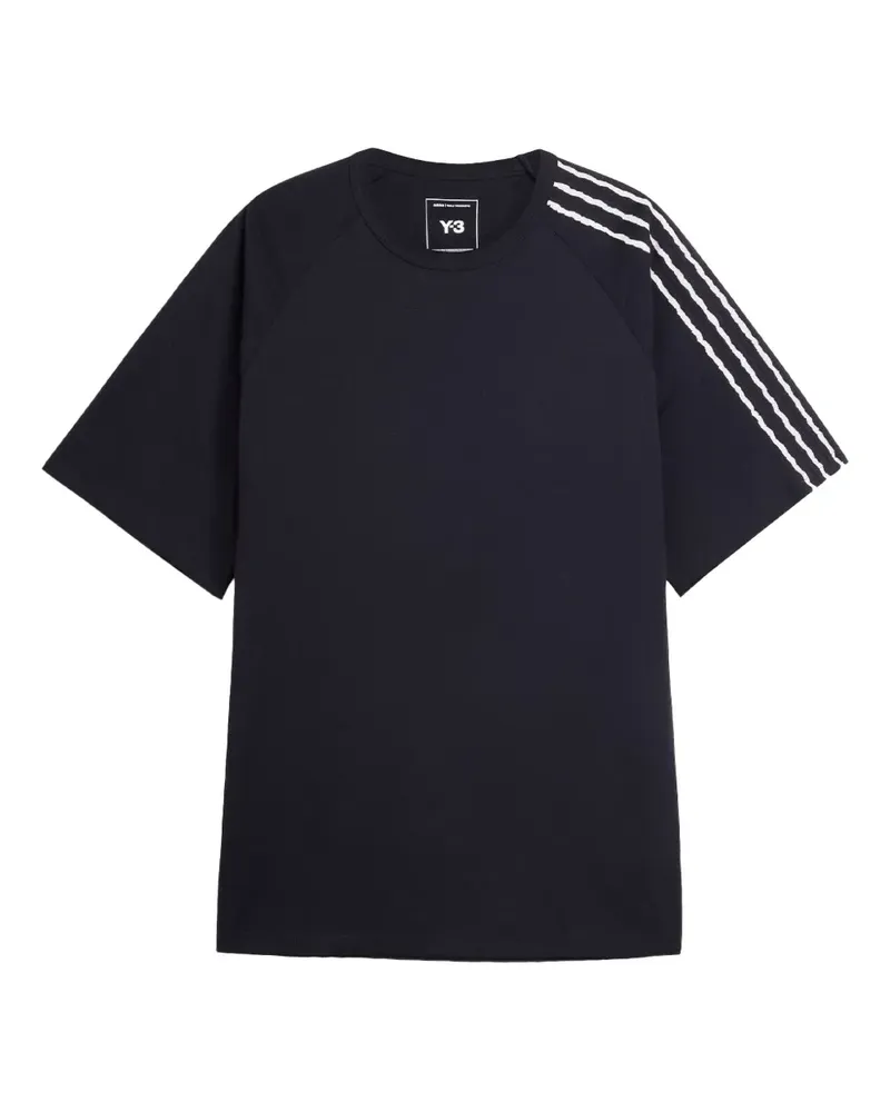 Y-3 Ungesäumtes T-Shirt mit 3 Streifen - Schwarz Schwarz