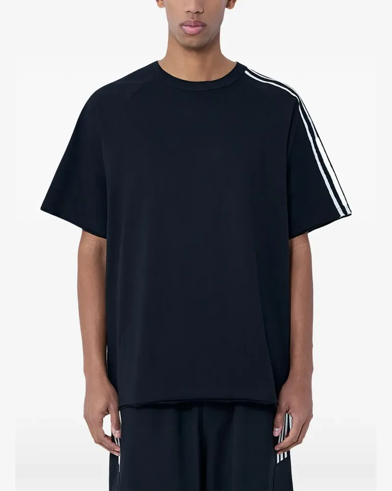 Y-3 Ungesäumtes T-Shirt mit 3 Streifen - Schwarz Schwarz