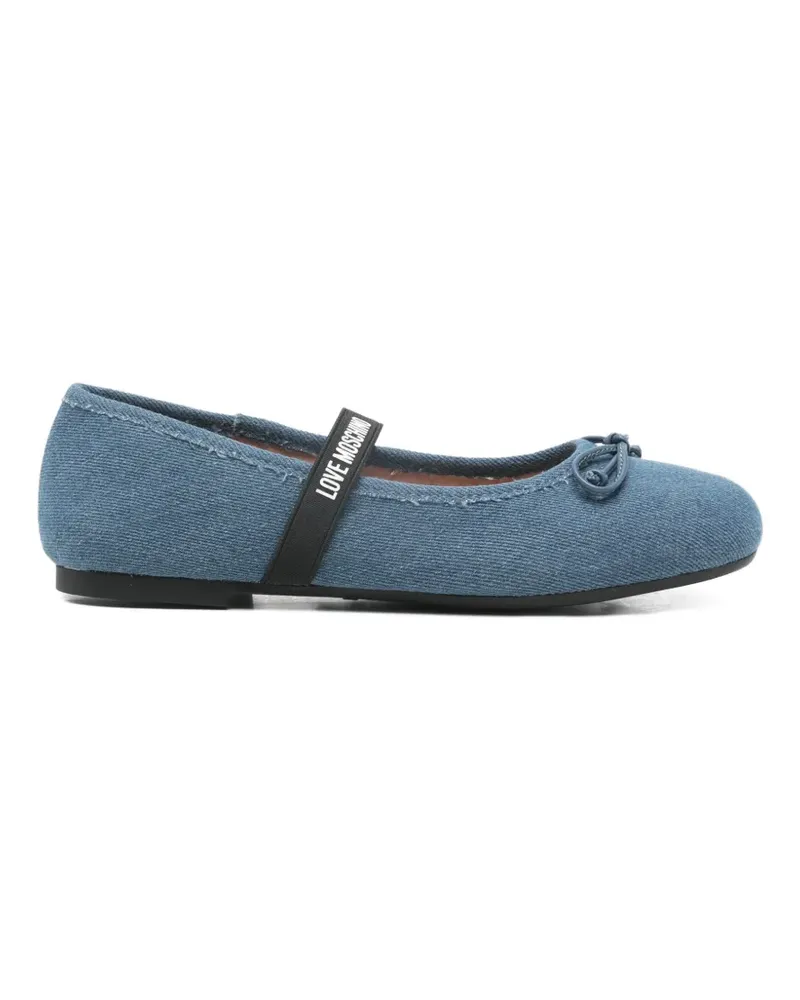 Moschino bow-detail strap ballet flats - Blau Blau