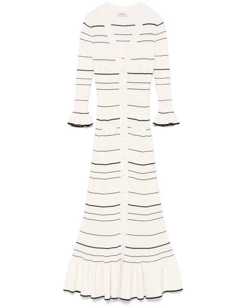 Sandro Gestricktes Maxikleid - Weiß Weiß