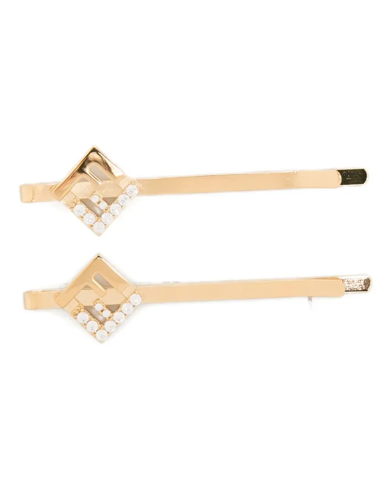 Fendi Haarspangen mit Kristallen (2er-Set) - Gold Gold