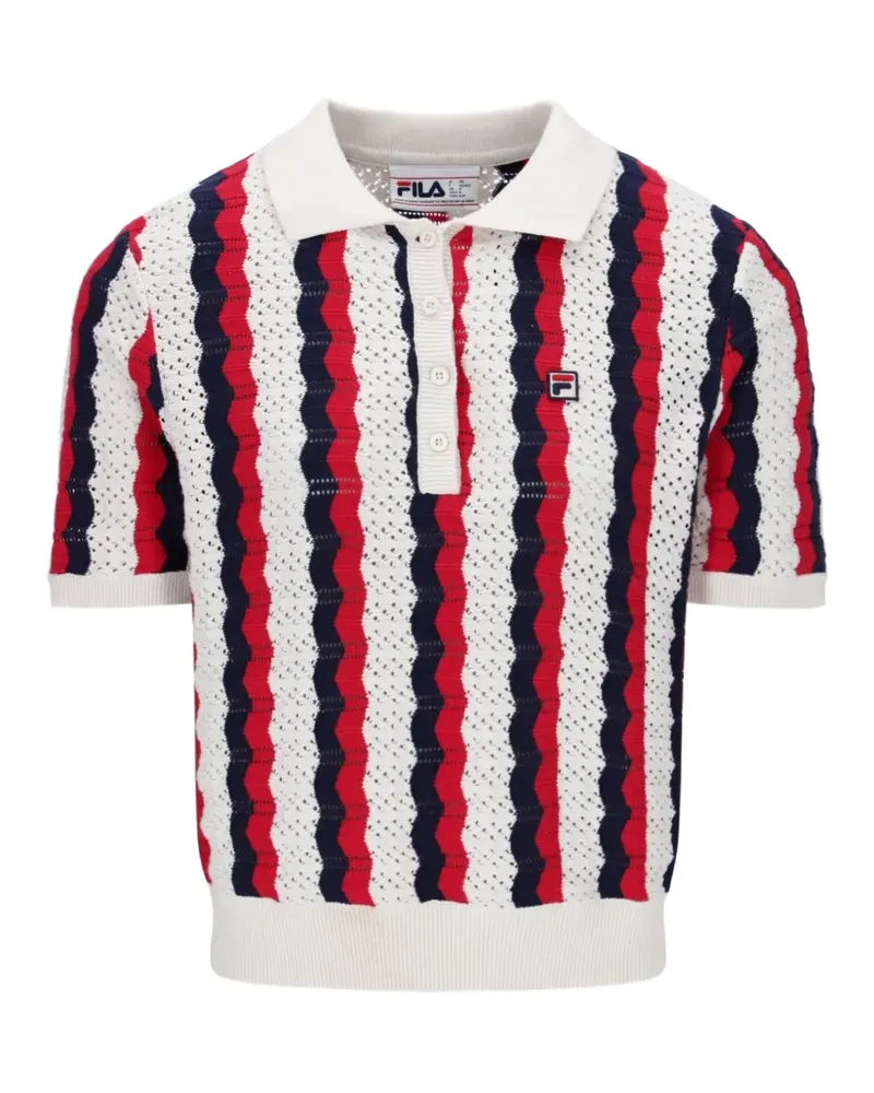 Fila Porto crochet-knit striped polo shirt - Weiß Weiß