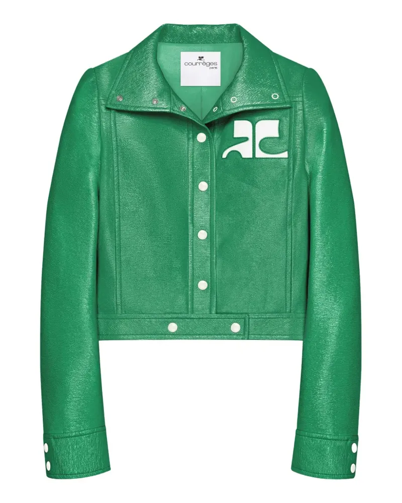 Courrèges Cropped-Jacke mit Vinyl-Effekt - Grün Grün