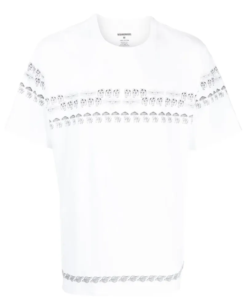Neighborhood T-Shirt mit Pilze-Print - Weiß Weiß