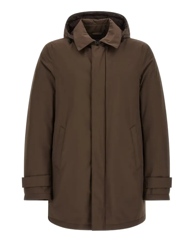 Herno detachable-hood matte-finish parka - Braun Braun