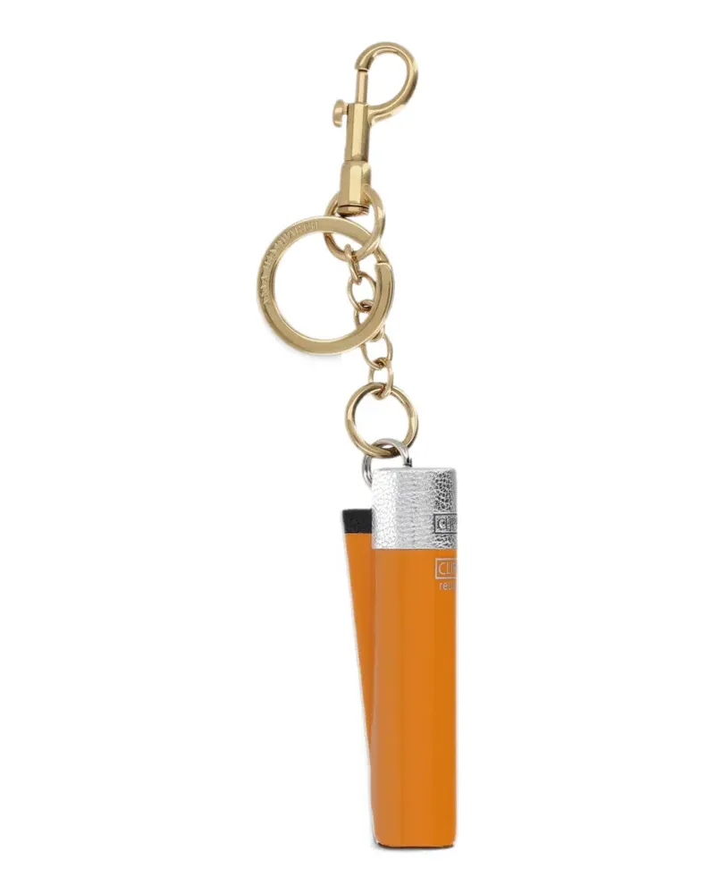 Anya Hindmarch Clipper lighter-motif leather keyring - Orange Orange