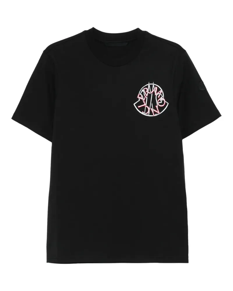 Moncler T-Shirt mit Logo-Verzierung - Schwarz Schwarz