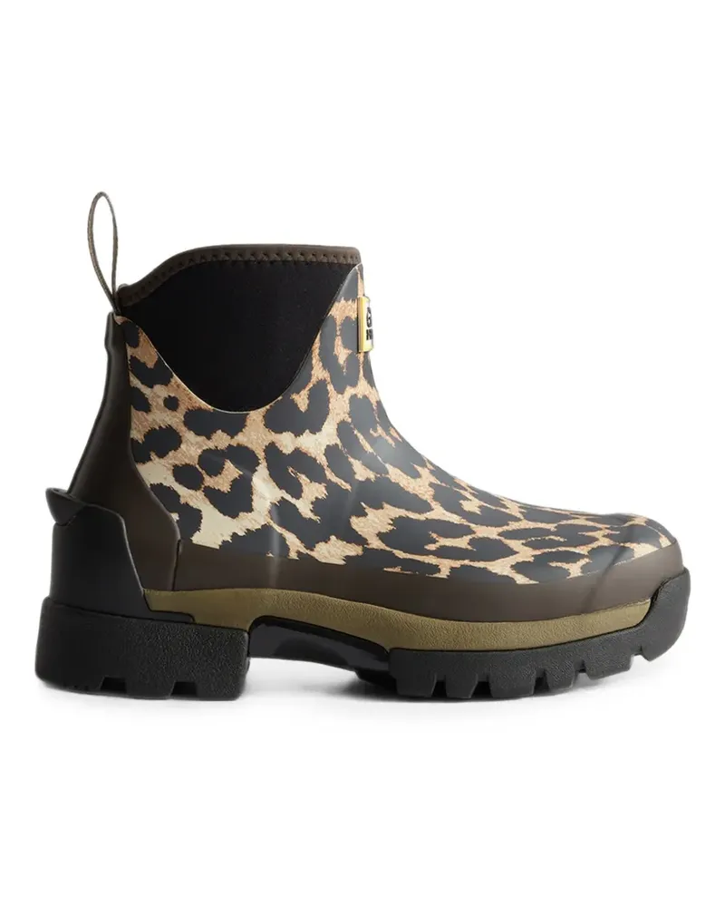 Ganni x Hunter Balmoral Stiefeletten mit Leopardenprint - Braun Braun