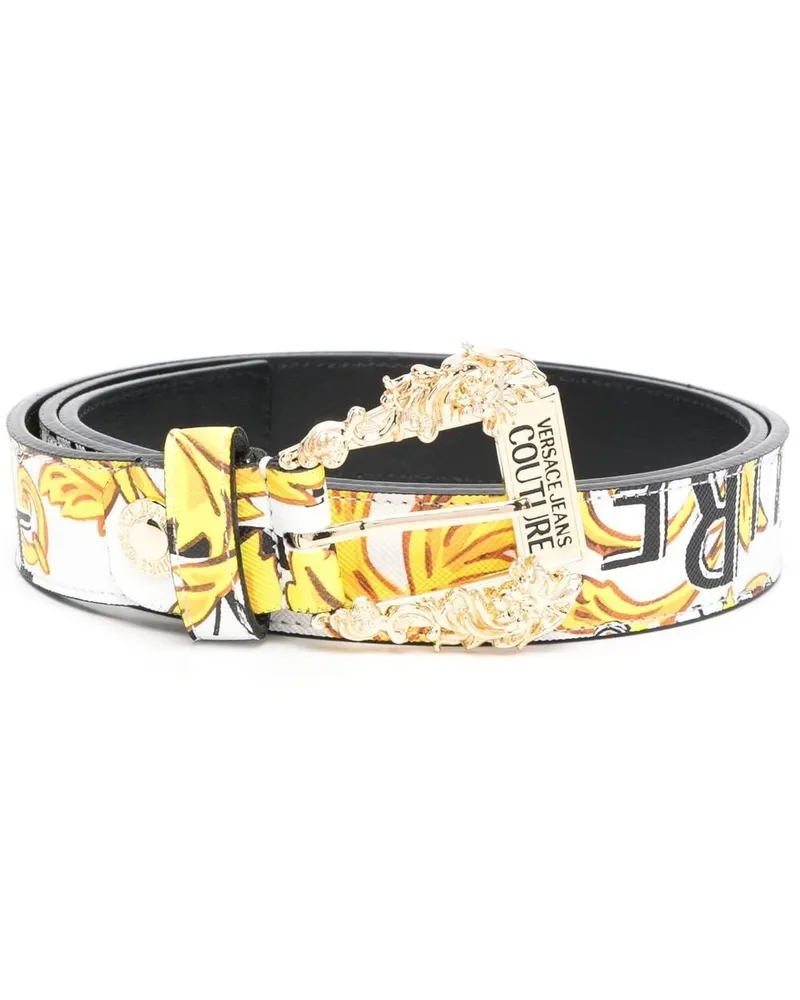 Versace Jeans Gürtel mit Logo-Print - Weiß Weiß