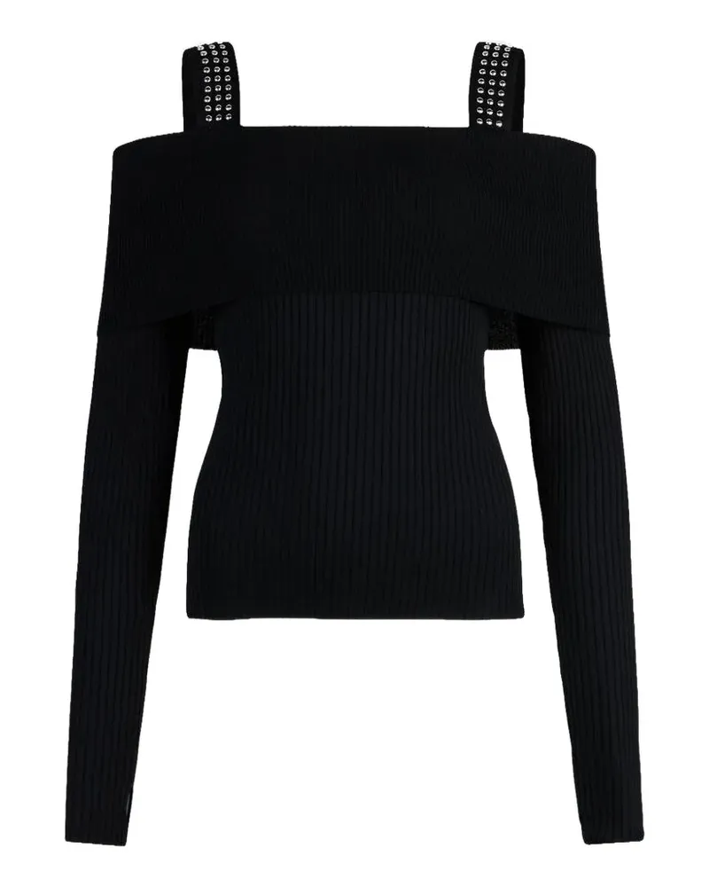 Liu Jo Schulterfreier Pullover mit Nieten - Schwarz Schwarz